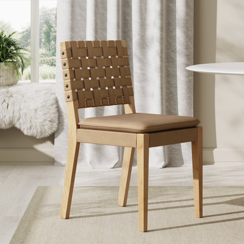  Tabouret rembourré, Cuir brun clair / structure en pin chaud, Petit tabouret (siège d'une hauteur de 19 po), 1