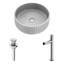 Lavabo de salle de bain vasque rond en béton avec robinet H 11 po L 16 po x l 16 po x H 5 po Windsor