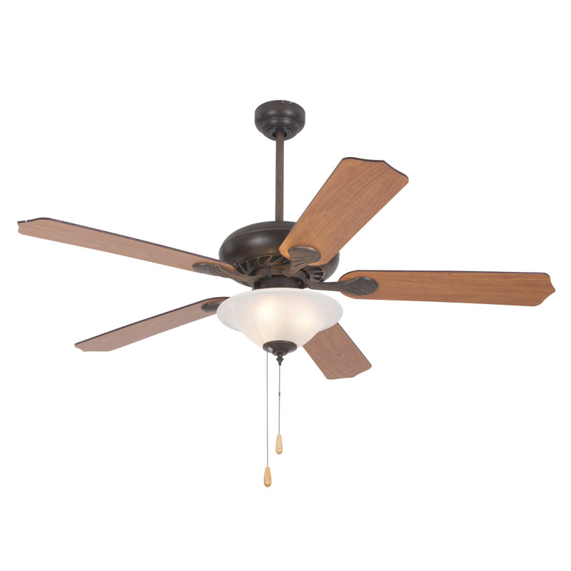 Ventilateur de plafond 52 pales 52 po avec chaîne de traction et ensemble d'éclairage inclus Hanrahan, Bronze huilé