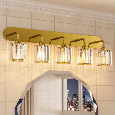 Dimmable Bathroom Vanity Light with Crystal Shade