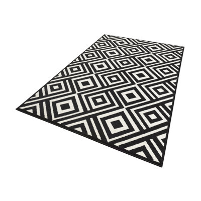 Teppich Velours in Schwarz/Weiß