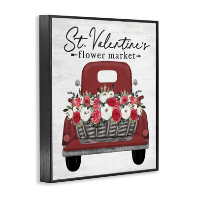 Estampe numérique du marché aux fleurs de la Saint-Valentin, conception de lettres et de lignes