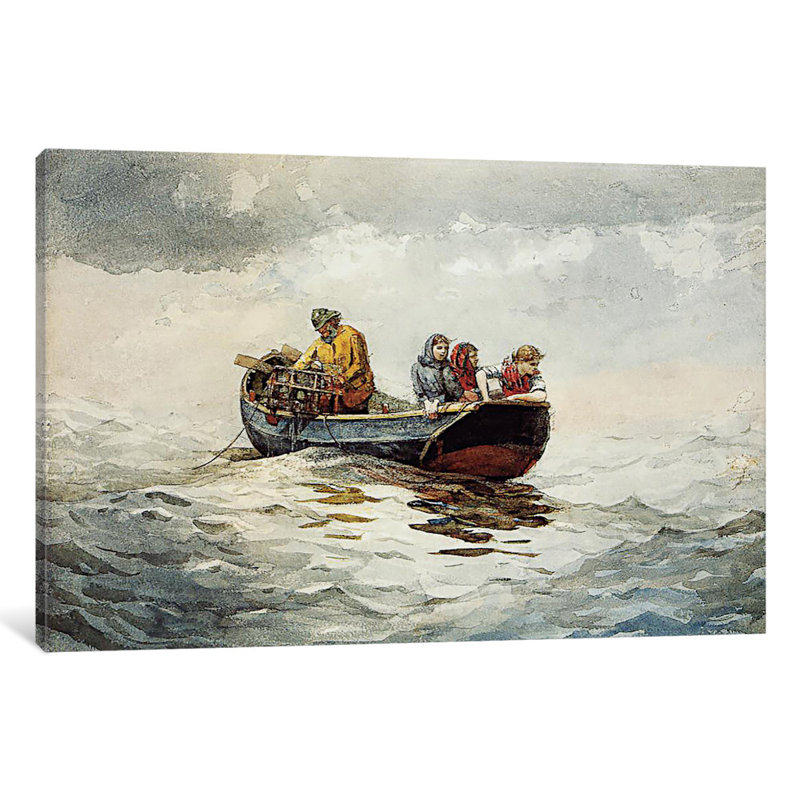 " Crab Fishing " by Winslow Homer, 12" H x 18" W x 1.5" D
