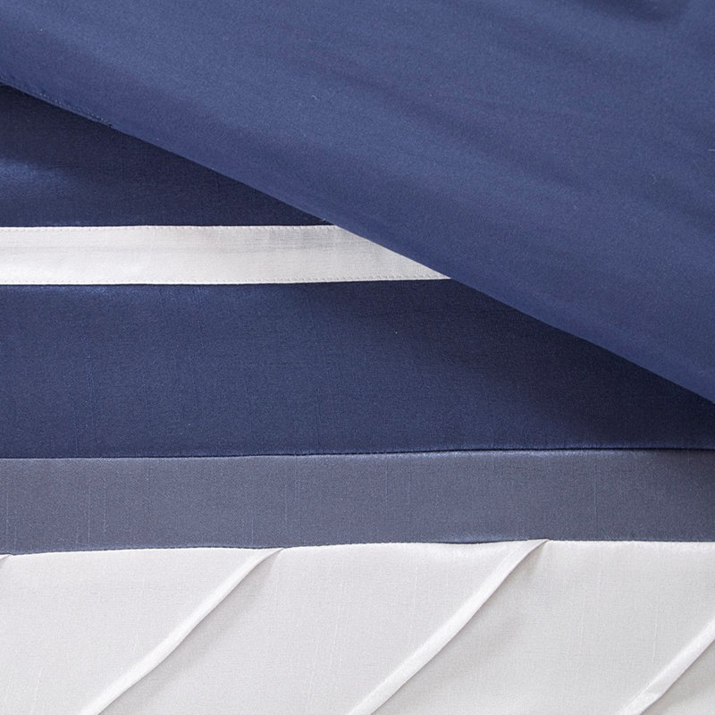 Ensemble d'édredon luxueux bleu marine - 7 pièces