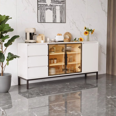 White Classic Buffet Cabinet with Storage for Kitchen and Dining Room by Latitude Run