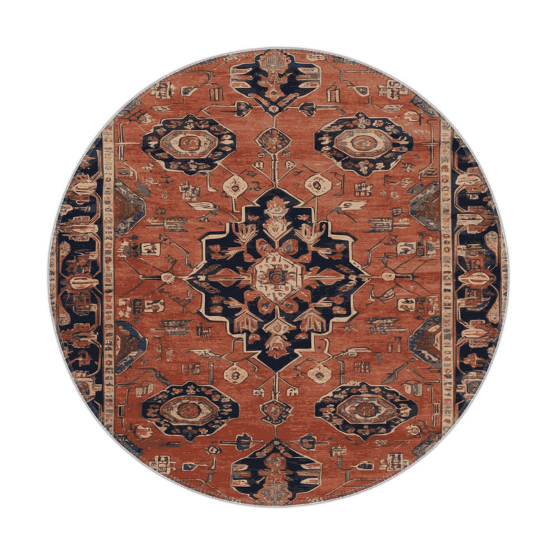 Tapis d'intérieur et d'extérieur brun Persian, Rond 5 pi