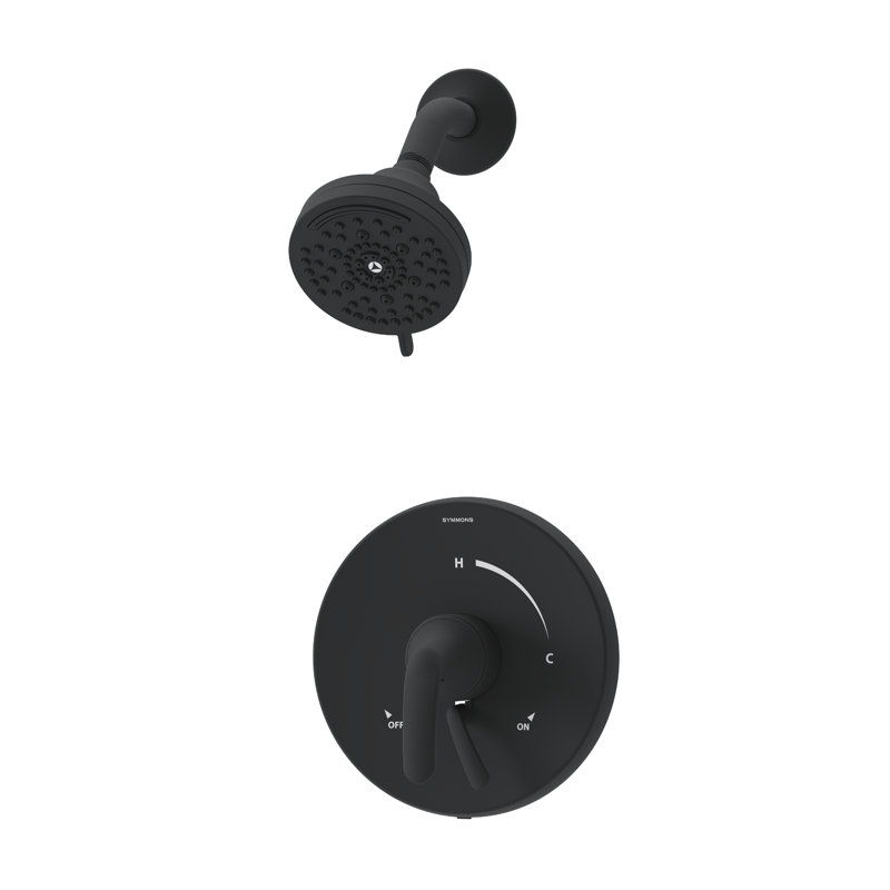 Ensemble de garniture de douche à fixation murale Elm avec contrôle de volume, Noir mat
