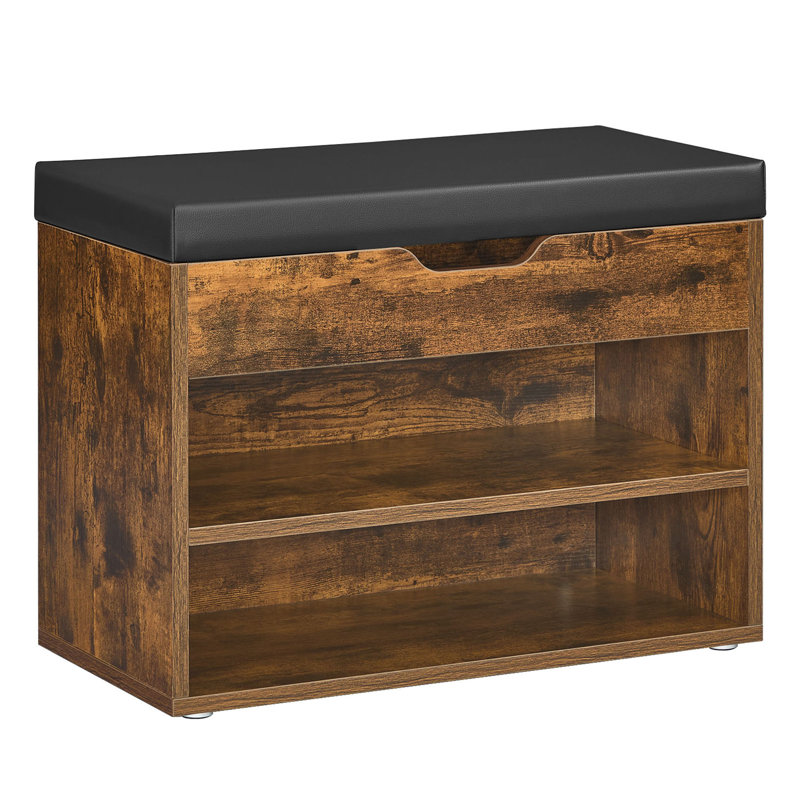 Saer Storage Bench, Black, Rustic Brown