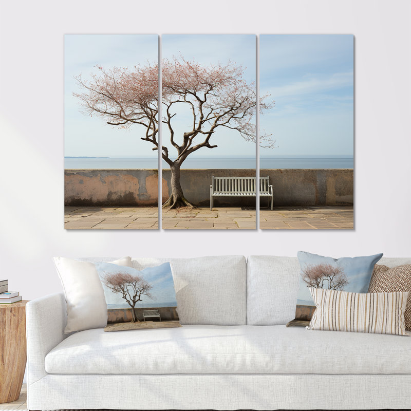 Solitude banc à la plage - ensemble de décoration murale sable de plage, H 28 po x l 36 po x P 1 po