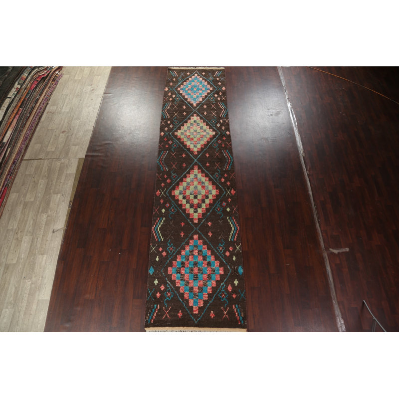 Tapis de couloir tribal marocain noué à la main 4 x 17