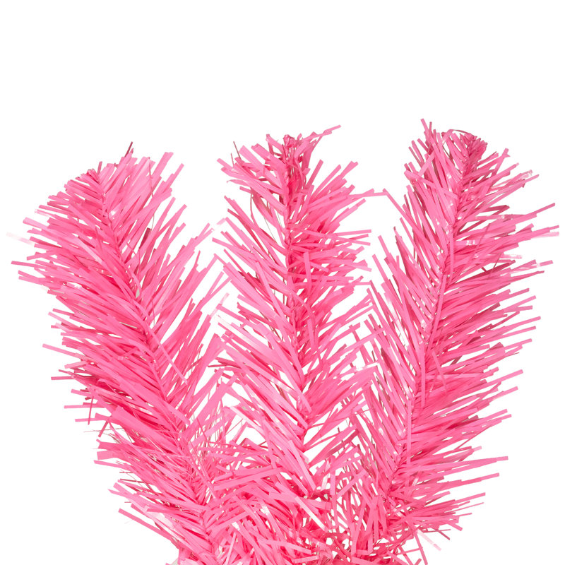 Artificial Tinsel Christmas Tree - 3' - Pink, Pre-Lit