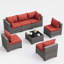 Ensemble de conversation de patio 7 pièces avec table basse et coussins-259971511