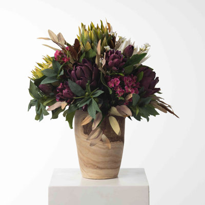 Faux Silk Protea Arrangement in Vase
