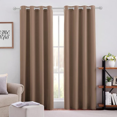 HOMEIDEAS Blackout Curtains For Bedroom 52 X 96 Inch Long 2 Panels Set Cappuccino Room Darkening Curtains/Drapes, Thermal Grommet Taupe Window Curtains For Living Room