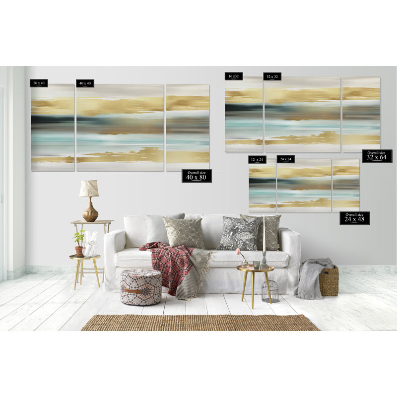 « golden coucher de soleil », reproduction d’image multi-pièces de première qualité sur toile, H 40 po x l 80 po x P 1,5 po