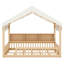 Lit de jour en bois en forme de maison avec clôture, tablettes et lumière DEL-746889488