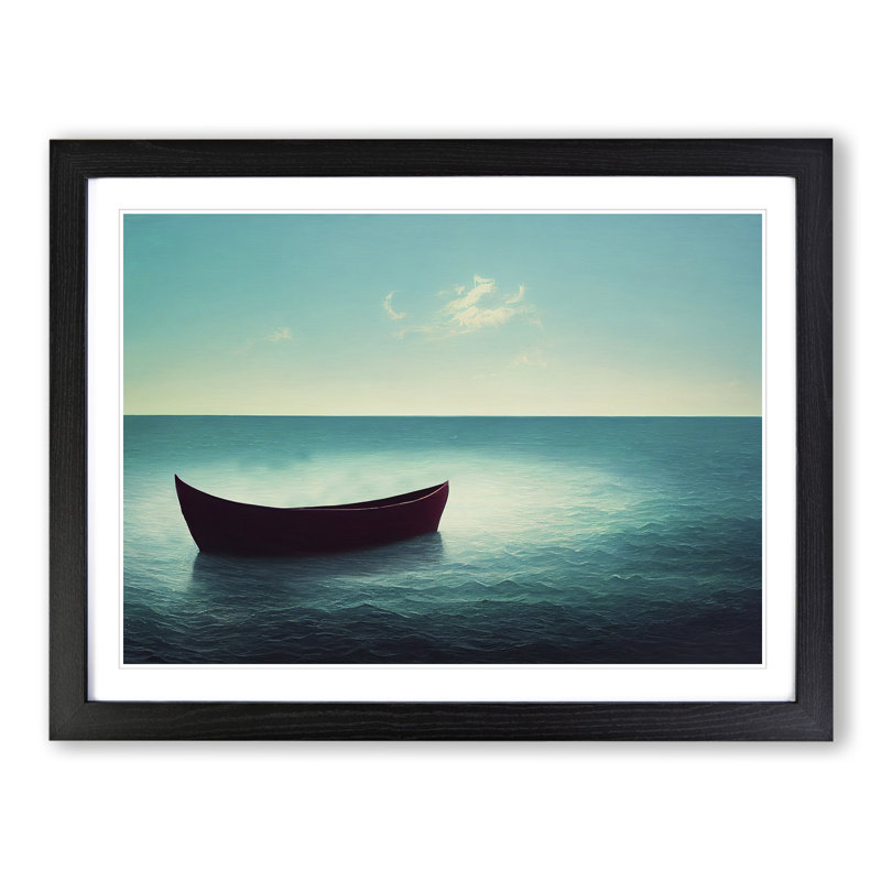 Lone Boat Vol.1 - Single Picture Frame Print, Black, 46cm H x 64cm W