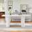 63" Oval Dining Table Set Of 5, Modern Minimalist Cream White Double Base Dining Table, 4 White Velvet Dining Chairs With Gold Stainless Steel Legs, Nailhead Trim-122739147-122739146