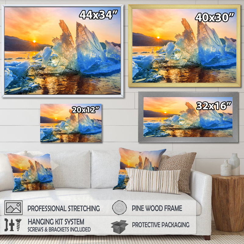 " Alaskan Mini Iceberg ", 16" H x 32" W x 1" D, Natural Floater Framed