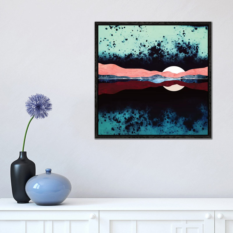 Night Sky Reflection - Print on Canvas, 45.72 cm H x 45.72 cm W, Black Framed