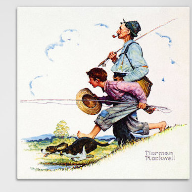 «Grandpa and Me Fishing» par Norman Rockwell, impression sur toile tendue, H 26 po x l 26 po x P 1,5 po, Toile tendue