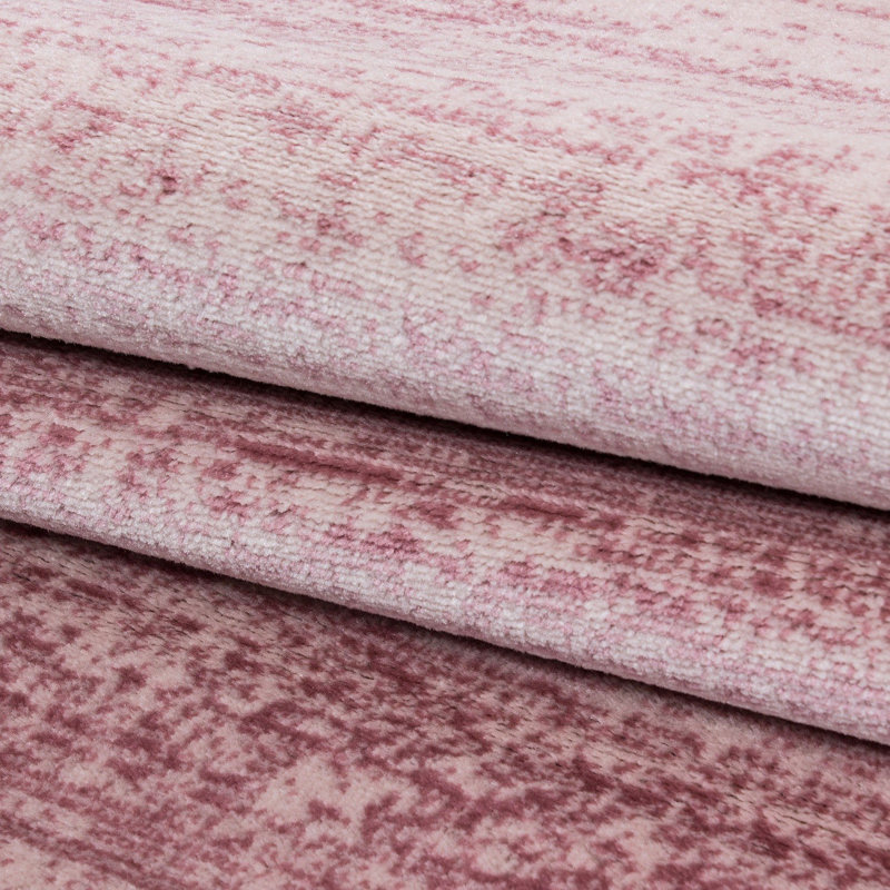 Tapis rose en polypropylène tissé à la machine Drusie, Rectangle 6 pi 7 po x 9 pi 6 po