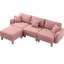 Canapé 3 places en tissu bouclé rose en forme de L convertible, rembourrage de ressort élégant incurvé, amovible et dense pour le confort-684769656