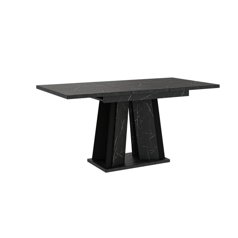 Doha Table Extendable Dining Table, Royal Marble Black