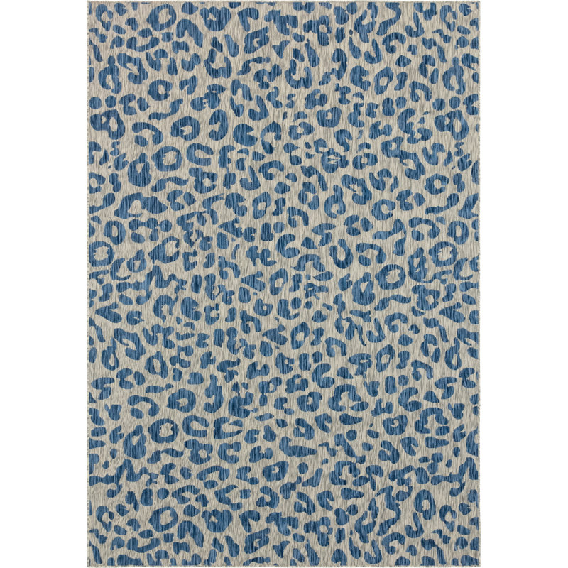 Munk Animal Print Blue/Gray Indoor/Outdoor Area Rug, Rectangle 8' x 11'4"