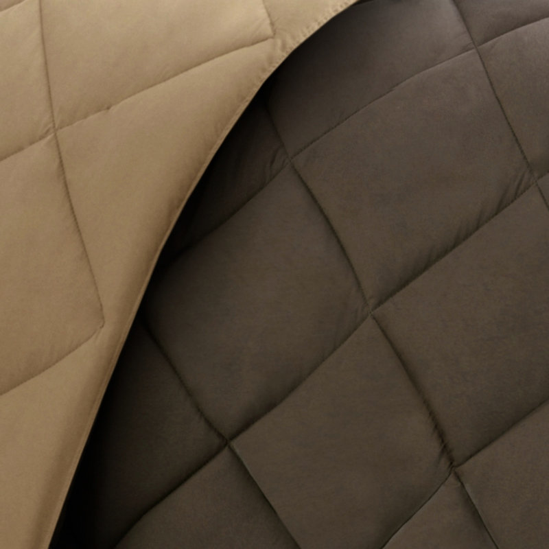 Édredon simple / simple en duvet synthétique TG, Édredon simple / simple TG + 2 taies décoratives, Brun / Sable