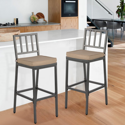 Randin 40.1" Patio Bar Stool with Cushion by Ebern Designs