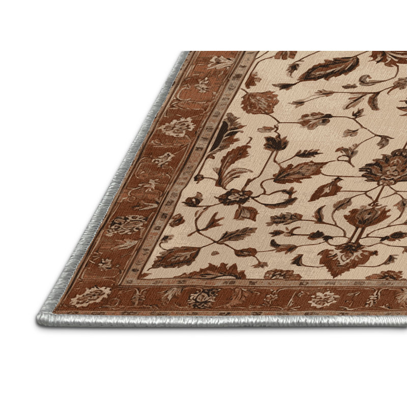 Tapis beige lavable à la machine, Rectangulaire 2 pi x 3 pi