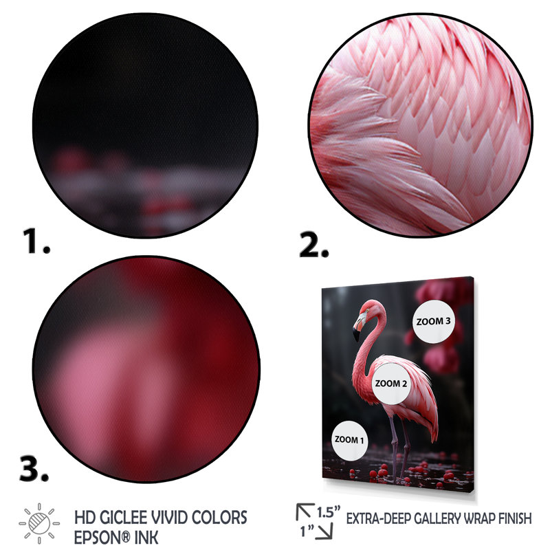 Flamme rose et grise Wassil, H 20 po x l 12 po x P 1 po, Encadrement doré