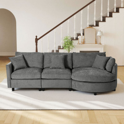 107'' Chenille Sofa with Curved Chaise