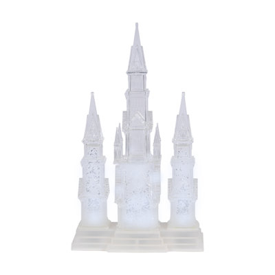 Église en forme de globe d'eau lumineuse tournant à piles 17,25 po Sculpted
