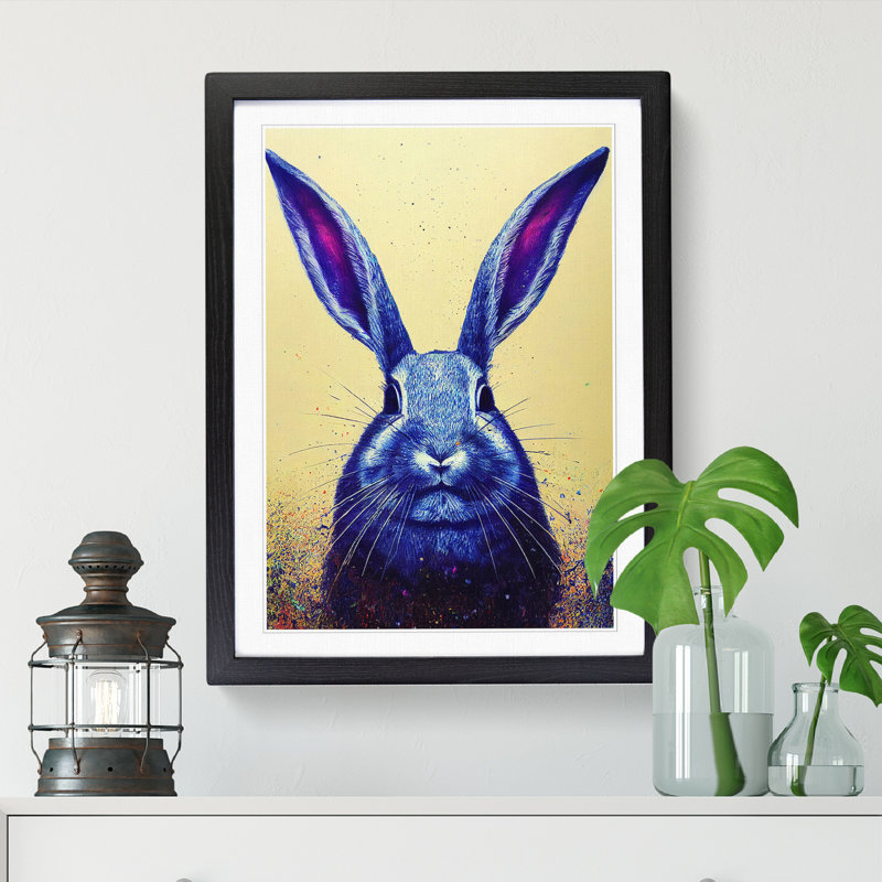 Rabbit Hydrodipped - Single Picture Frame Print, 64cm H x 46cm W x 2cm D, Black