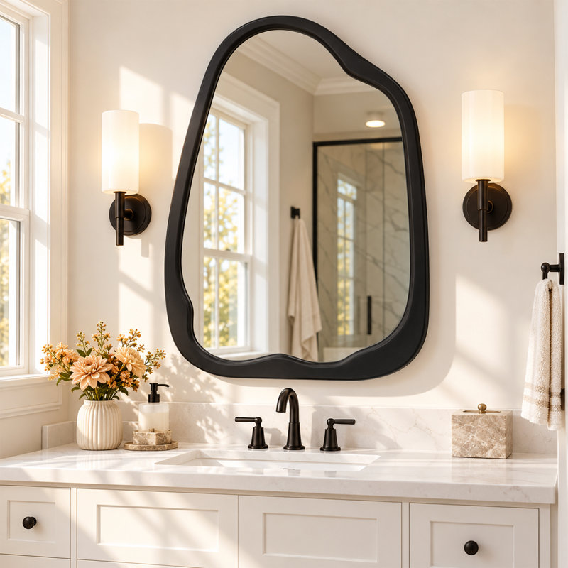 Miroir mural Modern Freeform, 32" x 24", Matte Black