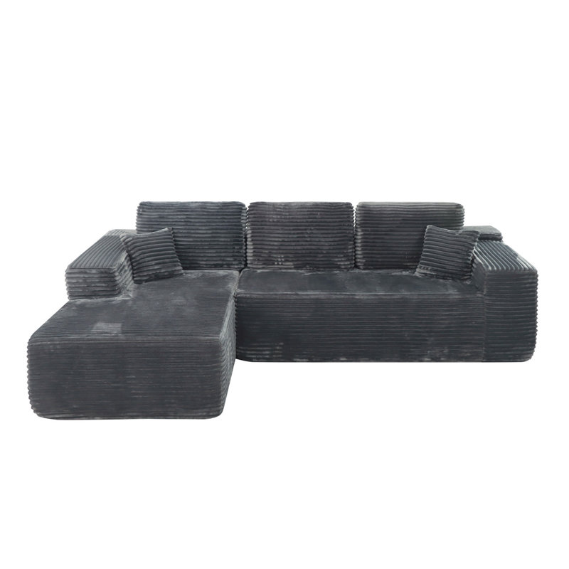 Canapé modulaire 105 po avec méridienne en L 105 po, canapé modulaire moderne avec assise profonde, canapé rembourré pour le salon et la chambre à coucher, aucun assemblage requis