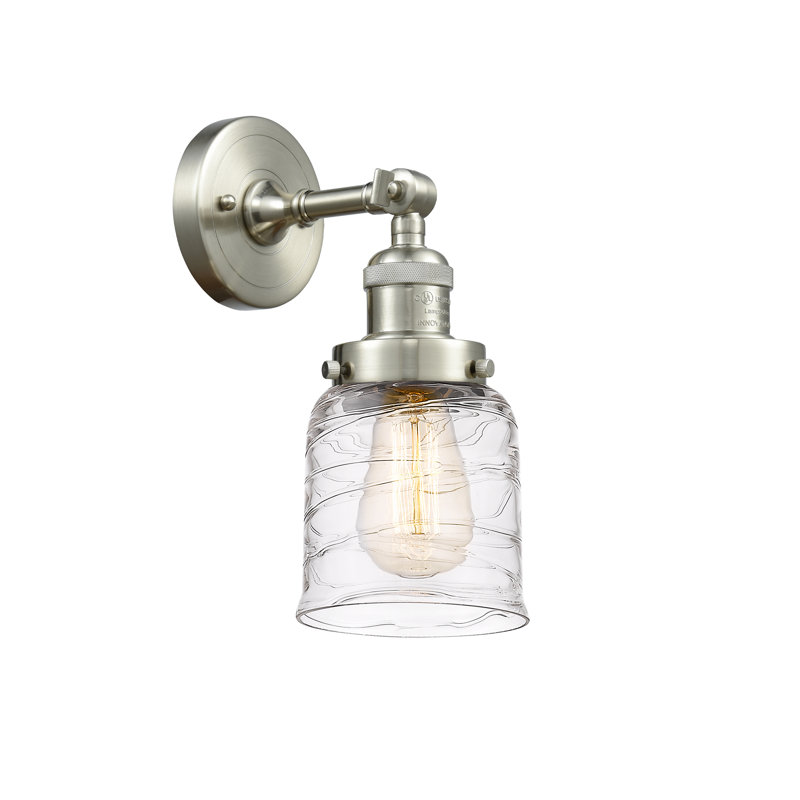 Applique murale 1 lumière 8 po Bell, Nickel satiné brossé, Ampoule non incluse, Tourbillon déco transparent
