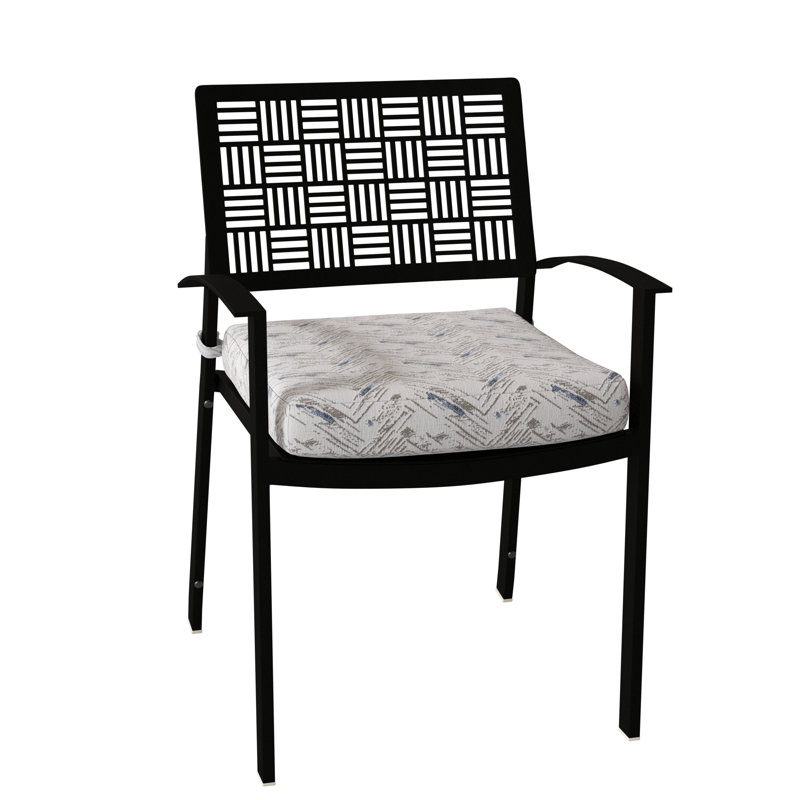 New Century Outdoor Dining Armchair, Textured Black, Spectrum Denim Sunbrella® Plainweave