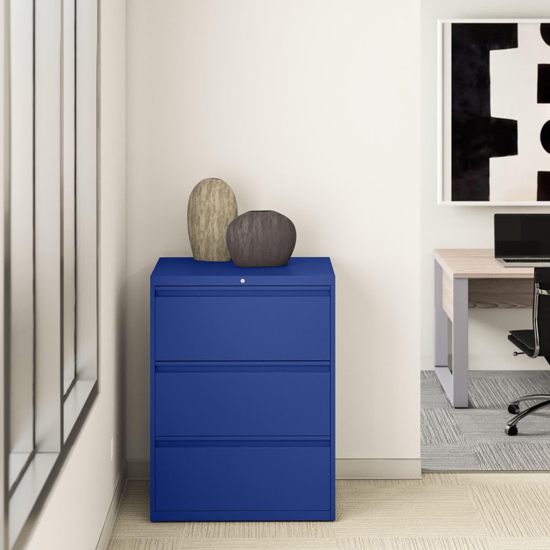 36'' Wide 3 -Drawer Steel File Cabinet, Blue