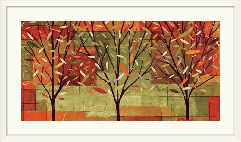 «Watercolor Forest II» par Véronique Charron - reproduction, H 20 po x l 32 po x P 1 po, Cadre blanc