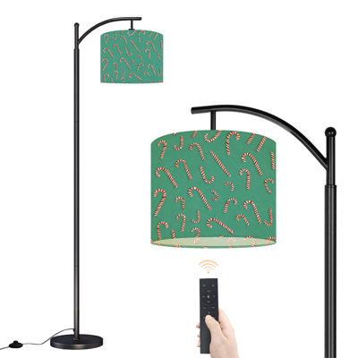 Lampe sur pied à arc avec abat-jour réglable Cannes de bonbon rayées rouges et blanches Lampe sur pied à 3 températures de couleur à intensité variable avec interrupteur au pied pour la chambre à coucher