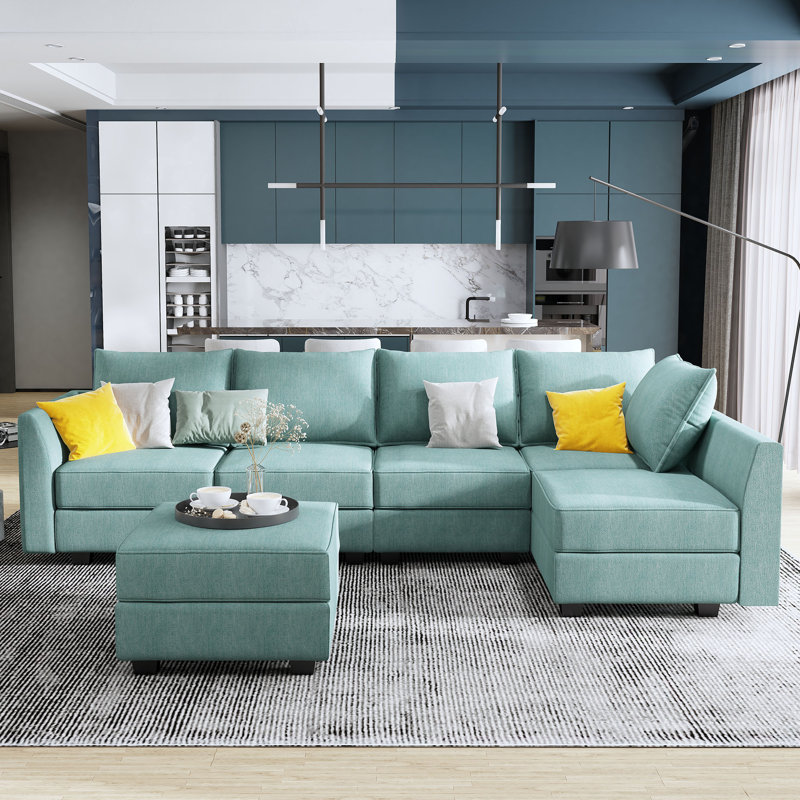 Canapé modulaire réversible de coin avec repose-pieds de 112,6 po Venishia