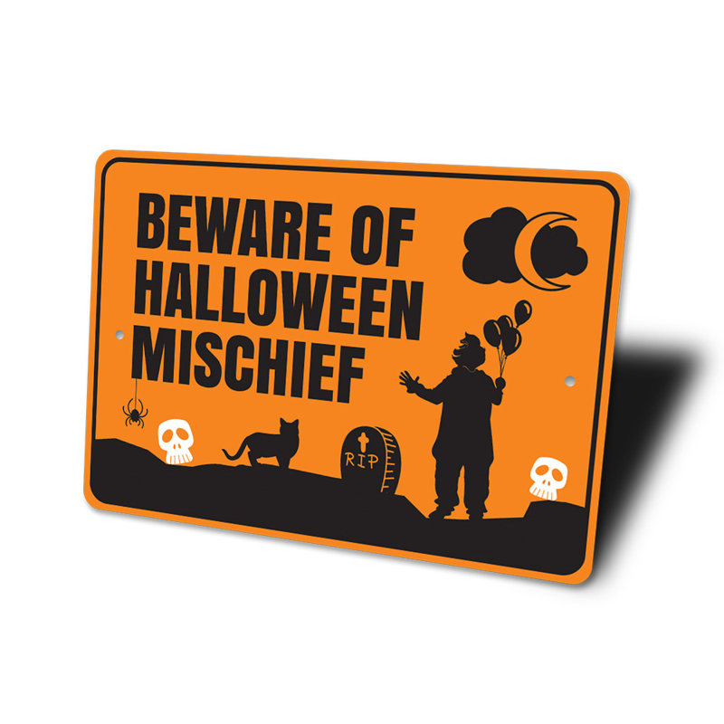 Panneau en aluminium «Beware Of Halloween», H 18 po x l 12 po x P 0,06 po