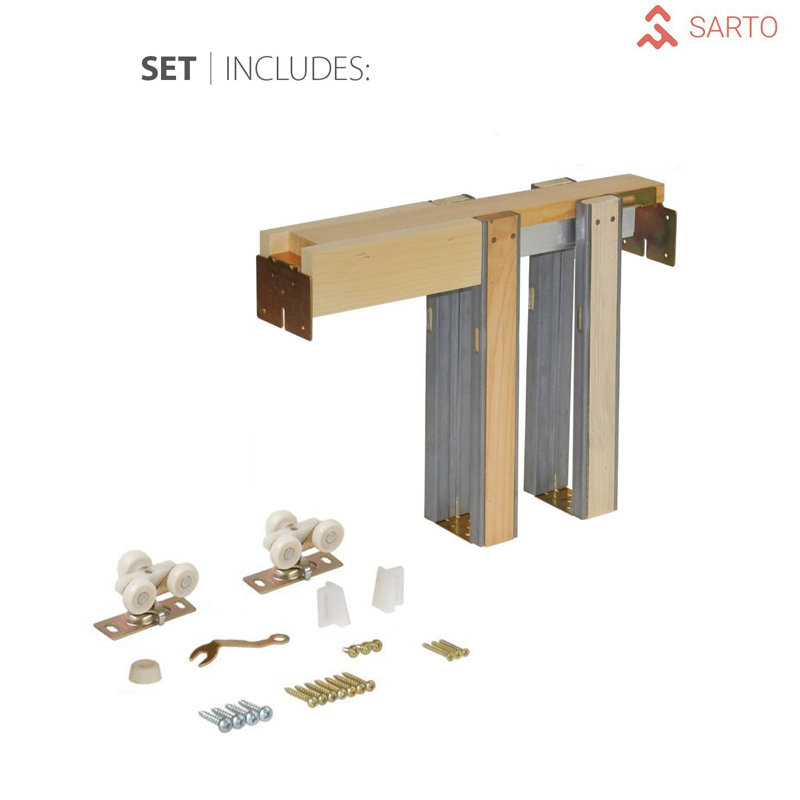 Quadro 4115 White Solid Core Pocket Door with Hardware Kit