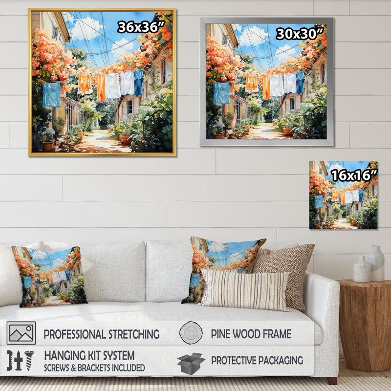 Laundry Day In Province III sur impression sur toile, Toile tendue, H 24 po x l 24 po x P 1 po