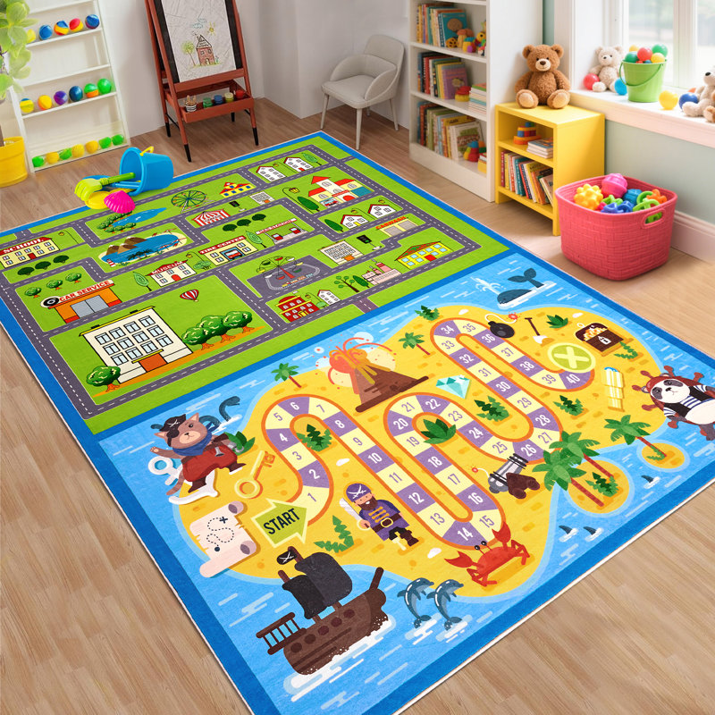 Tapis éducatif pour filles et garçons, Rectangle 4 pi x 6 pi