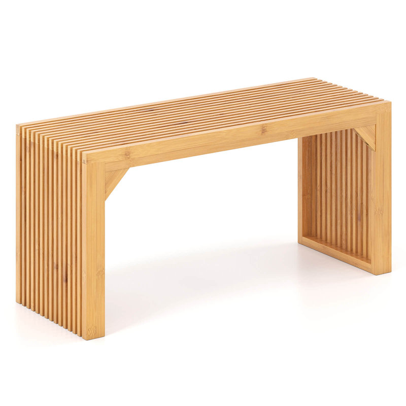 1 PCS Bamboo Dining Bench 36” Long Entryway Bench Indoor Outdoor Solid Wood Bench