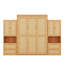 Lit escamotable double en rotin pleine grandeur avec armoire, lit compact en bois massif avec 2 tablettes de rangement latérales pour chambre à coucher, bureau personnel-1630246041